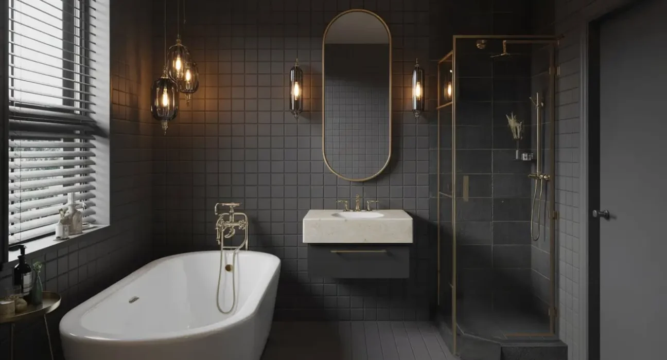 Black Tile Bathroom