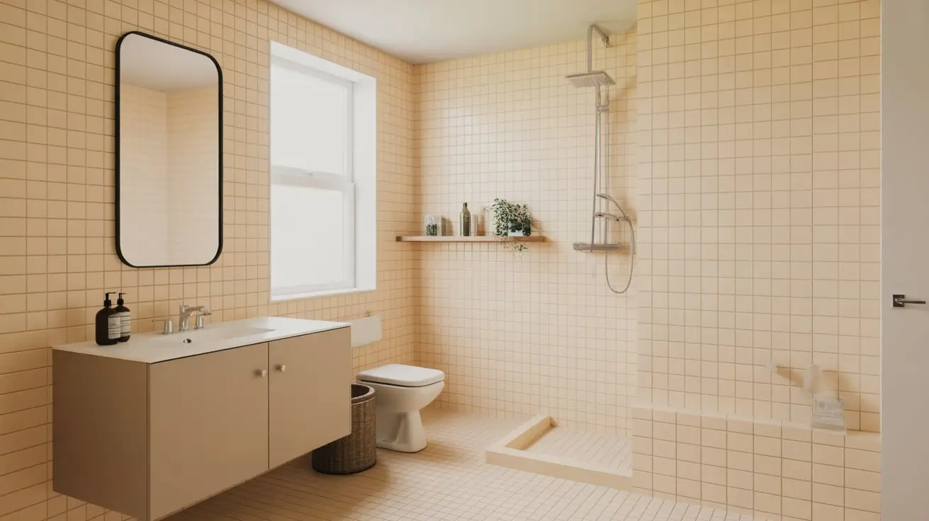 beige tile bathroom