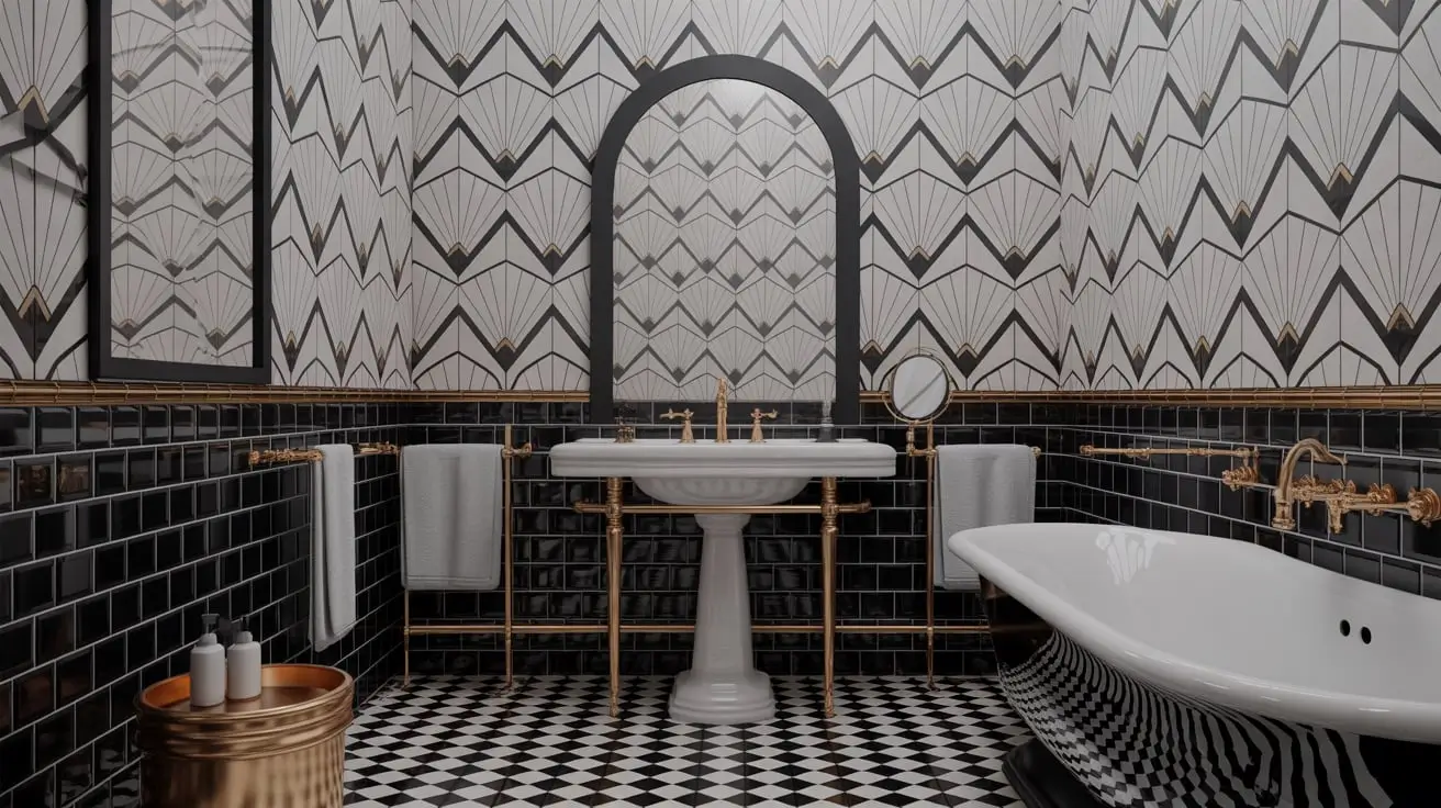 black and white tile bathroom