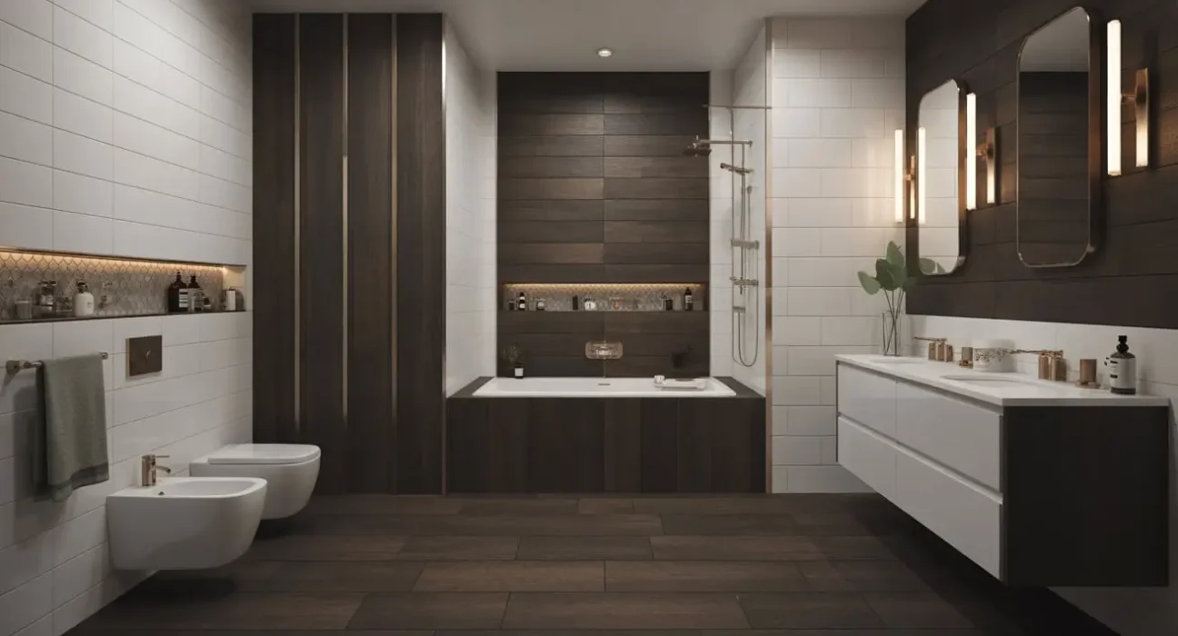 wood tile bathroom