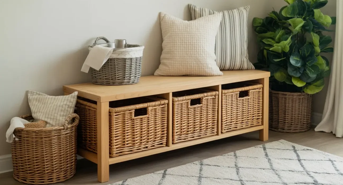 Entryway bench decor