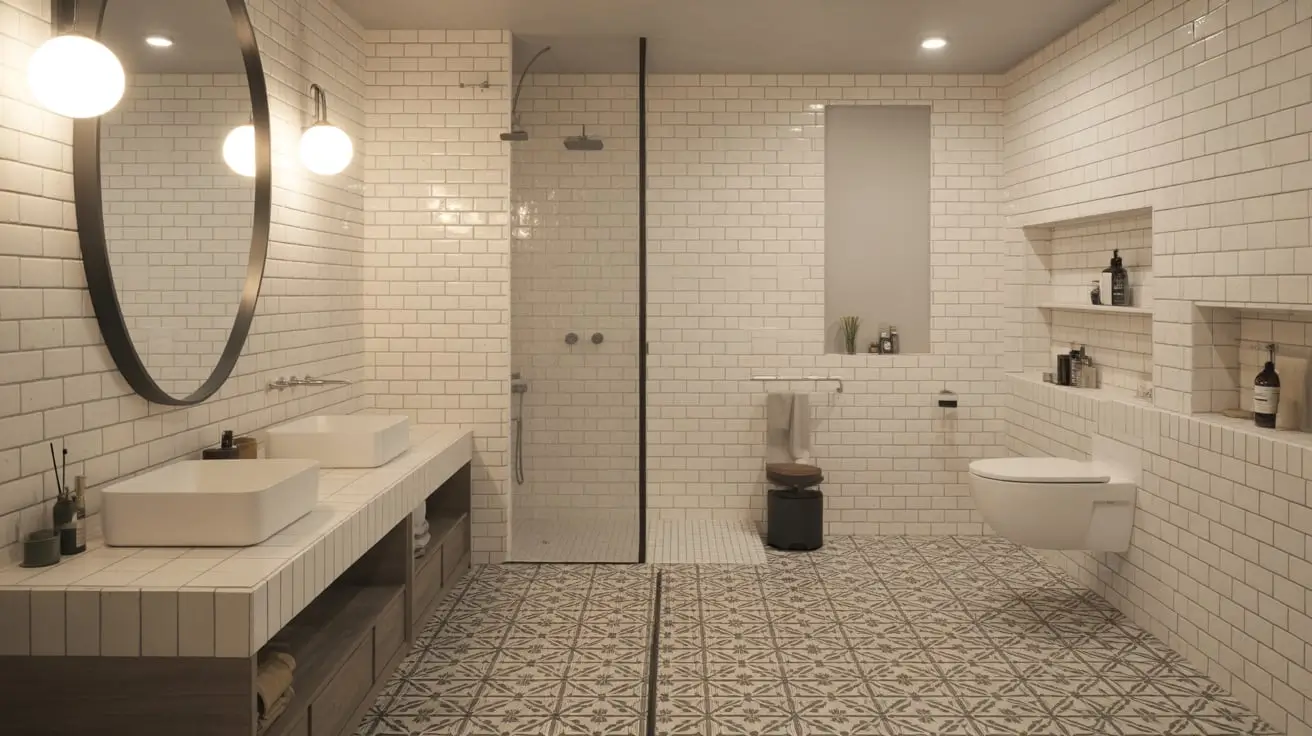 vertical subway tile bathroom