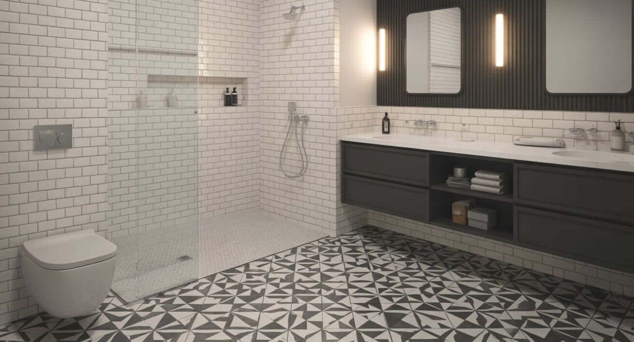 peel and stick floor tile bathroom