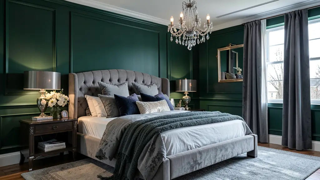 Green and Gray Bedroom
