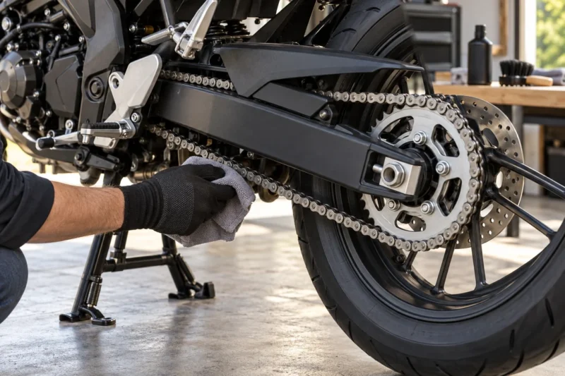 Cómo limpiar y lubricar la cadena de una moto sin dañarla